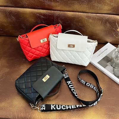 Women's Bag Rhombus Color Scheme Bucket Bag Autumn and Winter New Fashion Women's Shoulder Oblique Span Bag