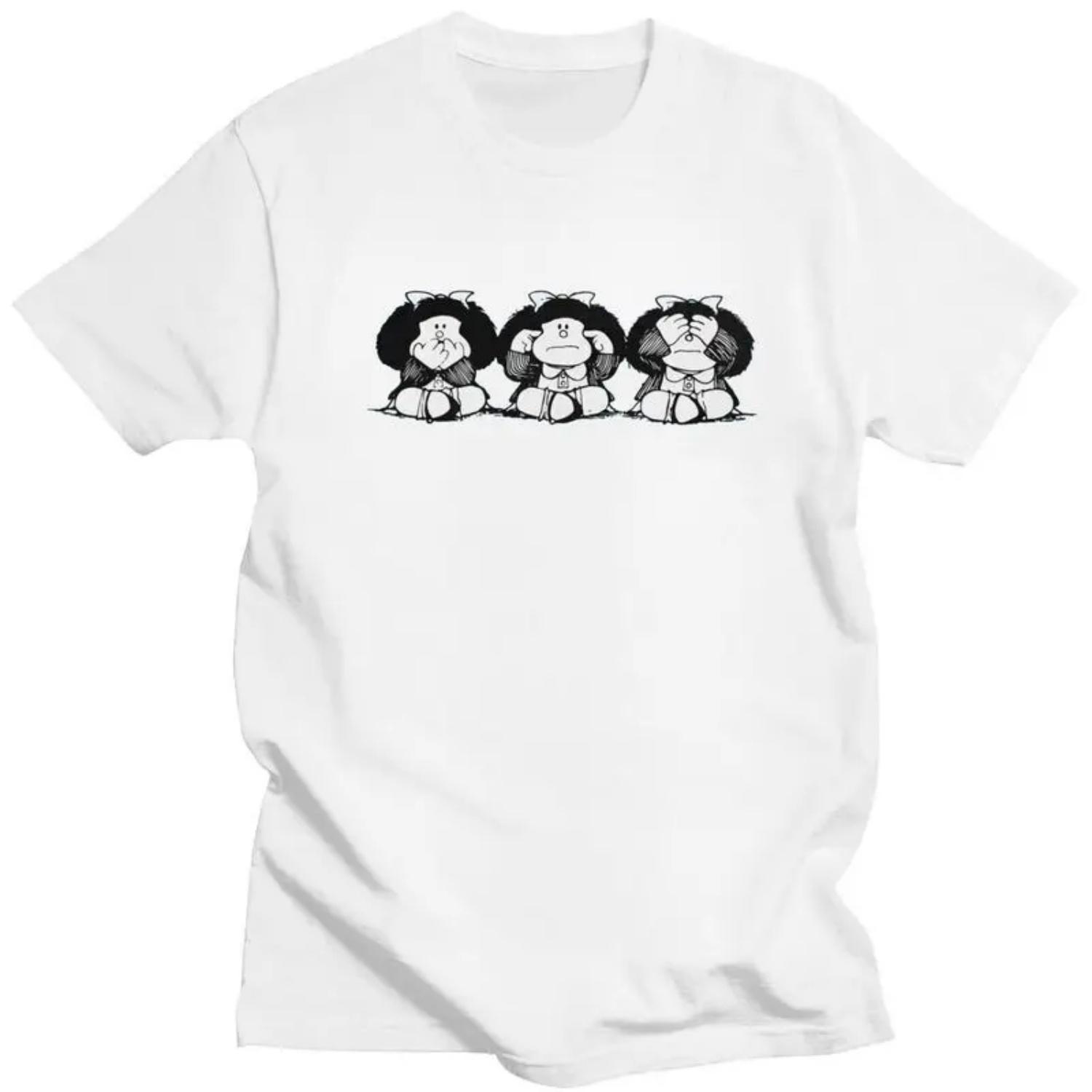 

Custom Male Quino Comic Cartoon Mafalda T Shirt Short-Sleeve Cotton Tshirts Streetwear T-shirt Casual Tee Slim Fit Clothing S разноцветный