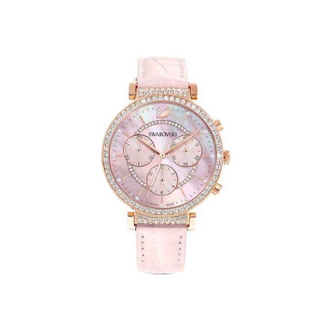 

Жіночий годинник Swarovski Uptown Passage Chrono, кварцовий механізм, шкіряний ремінець, рожевий циферблат, триочний хронограф, перламутровий 5580352 Pink