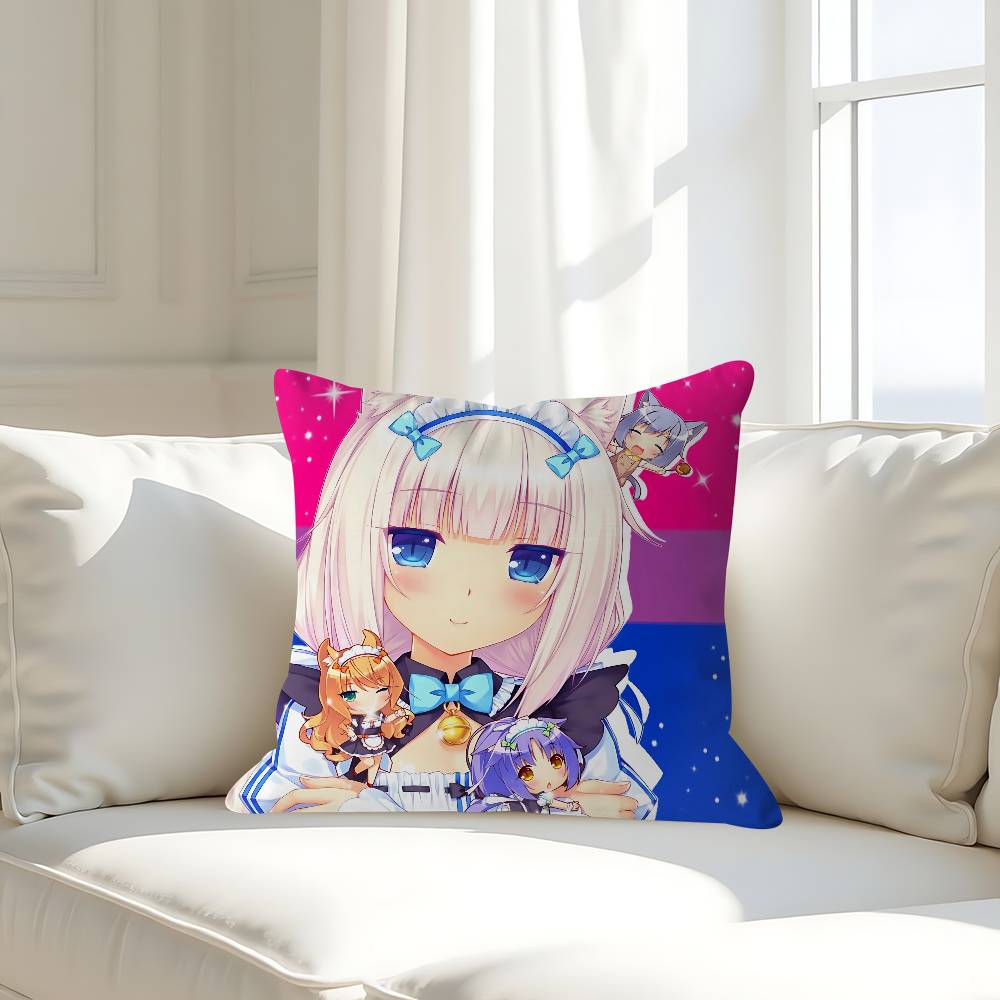 GAME-N-Nekopara-V-Vanilla Kissenbezug Abnehmbarer Waschbarer Kissenbezug – Ganzjahresweichleinen