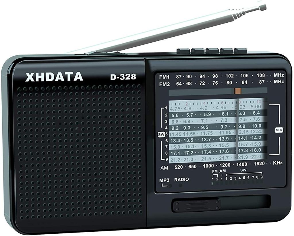 XHDATA Compact Portable High FM Shortwave MP3 TF Card DSP Emergency Battery Japanese Instruction Manual Great Gift for the Elderly D-328 Radio,