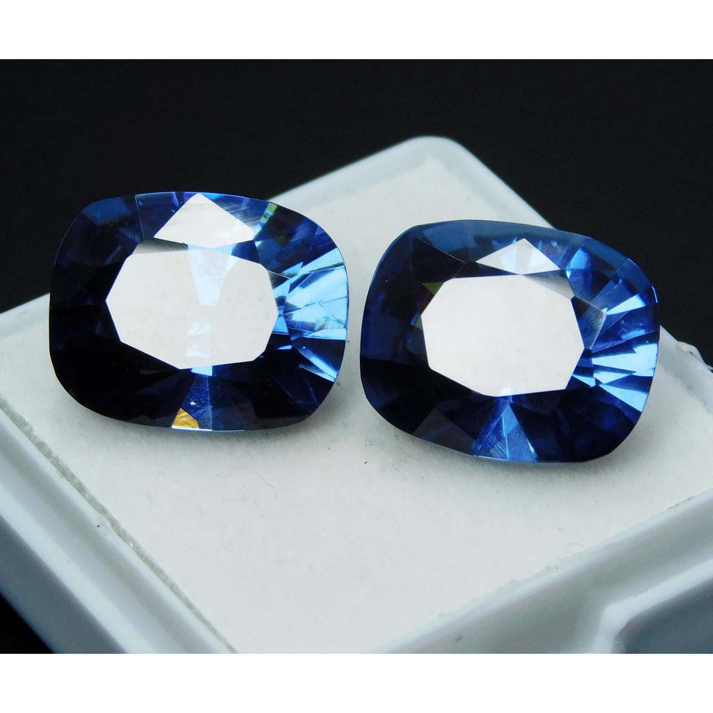 20 Ct Blue Sapphire Cushion Cut Natural Loose Gemstone Pair Ring Size CERTIFIED A-5185