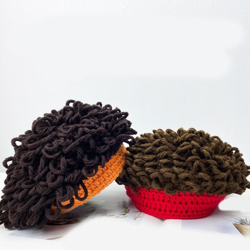 Childrens Curly Hair Hat Stretchy Cotton Mix Unisex Winter Hat For Halloween And Outdoor Play