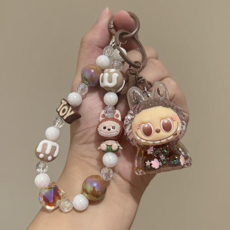 Crystal Oil Labubu Drift Bottle Keychain Pendant Key Chain Boys and Girls Children's Gifts