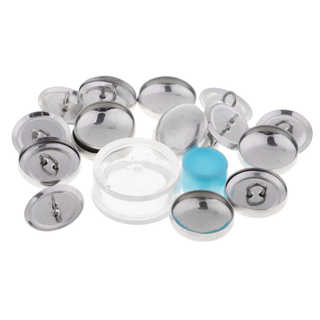 20 Pcs DIY Buttons With Loop Blank Back Cover