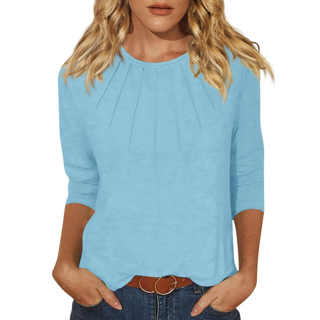 Women's Fashion Daily Versatile Casual O-Neck Three Quarter Sleeve Top