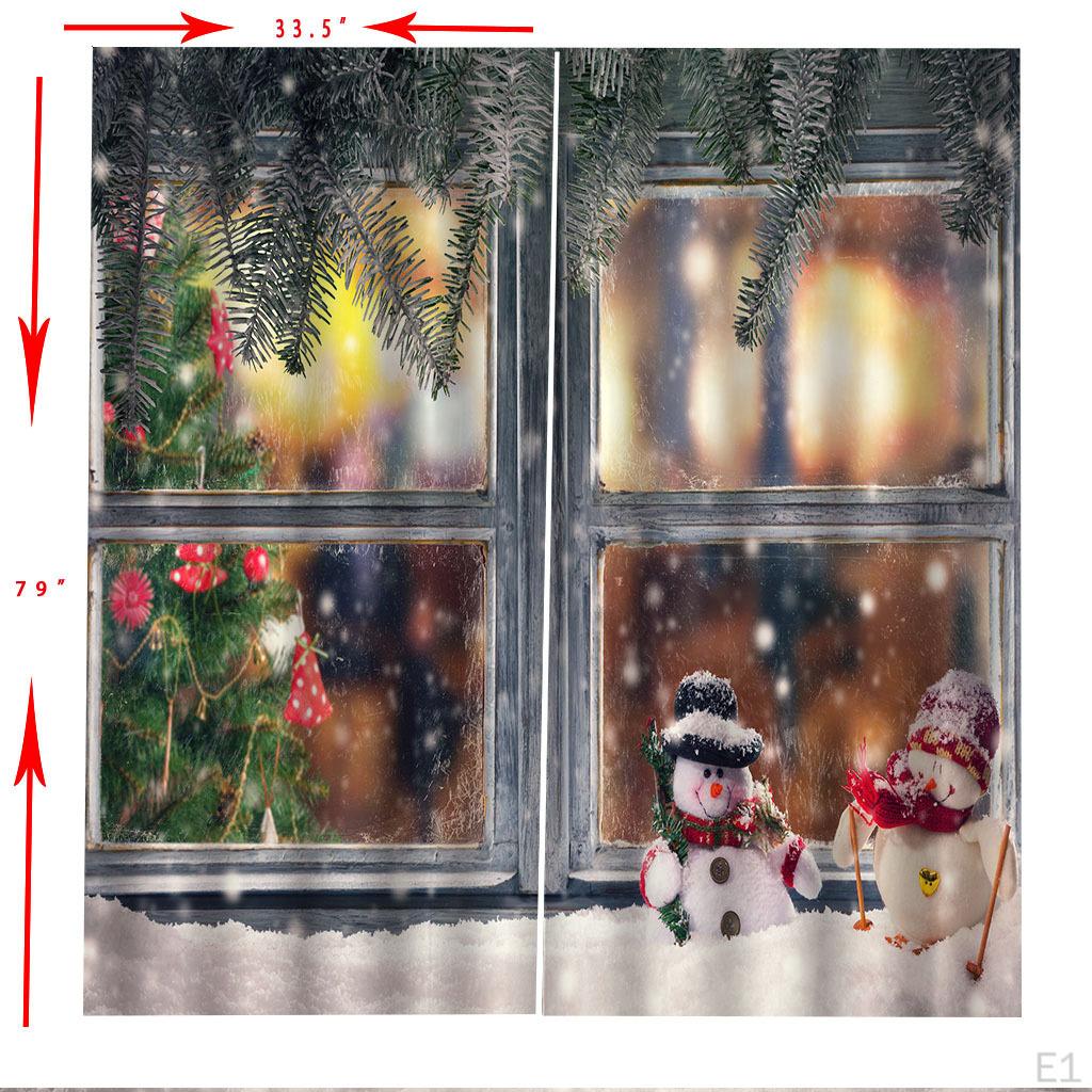 200x140cm Christmas Curtains Kit Waterproof Snowman 2 Panels