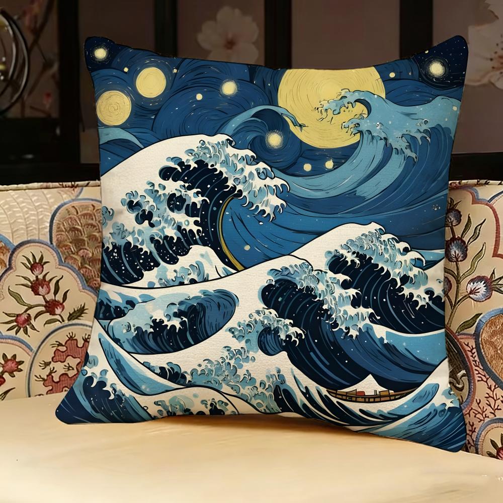 Die Große Welle vor Kanagawa Kissenbezug Kissenbezug Beidseitig Bedruckt Sofakissen Schlafzimmer Kopfteilkissen
