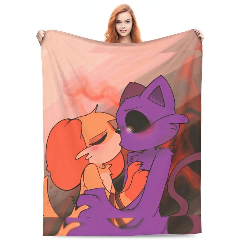 Catnap Knitted Blanket Velvet Cartoon Toy Ultra-Soft Throw Blanket for Airplane Travel Bed Rug