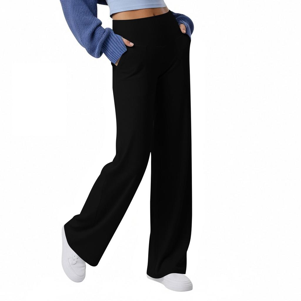 Women’s High Waist Wide Leg Lounge Pants Casual Loose Fit Long Trousers Soft Fabric with Pockets for Daily Wear