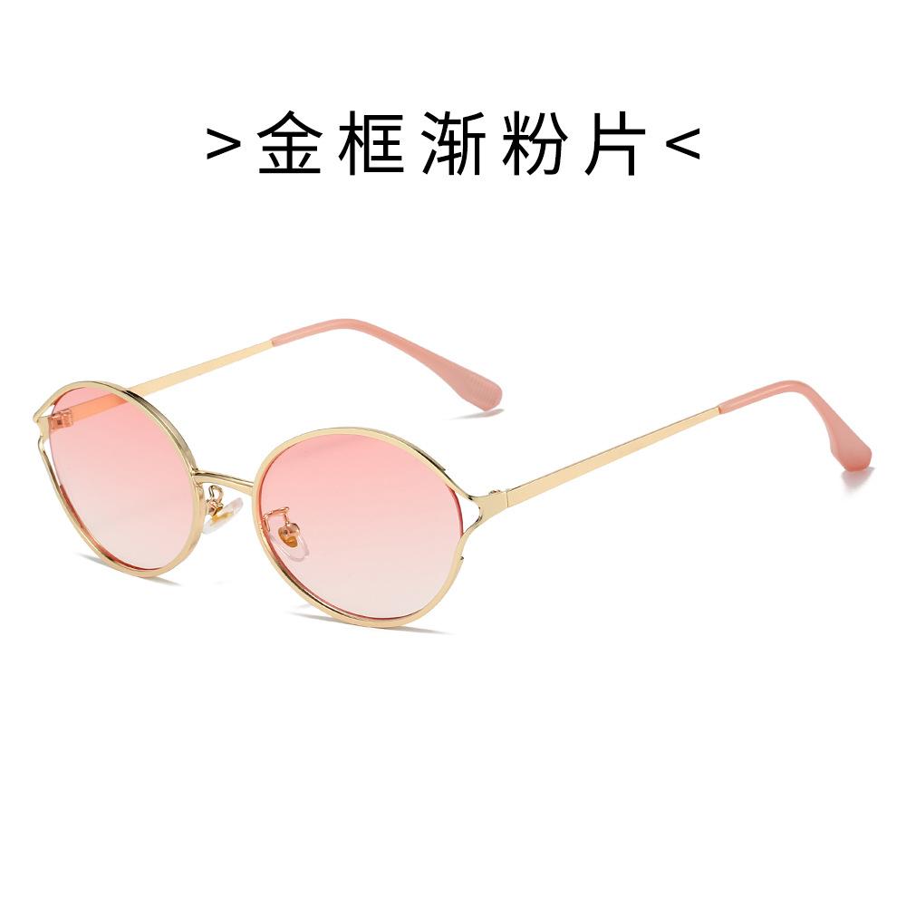 New Fashion Luxury Brand Oval Sunglasses For Women Men Trendy Metal Frame Sun Glasses Unisex Stylish Eyewear Shades Uv400