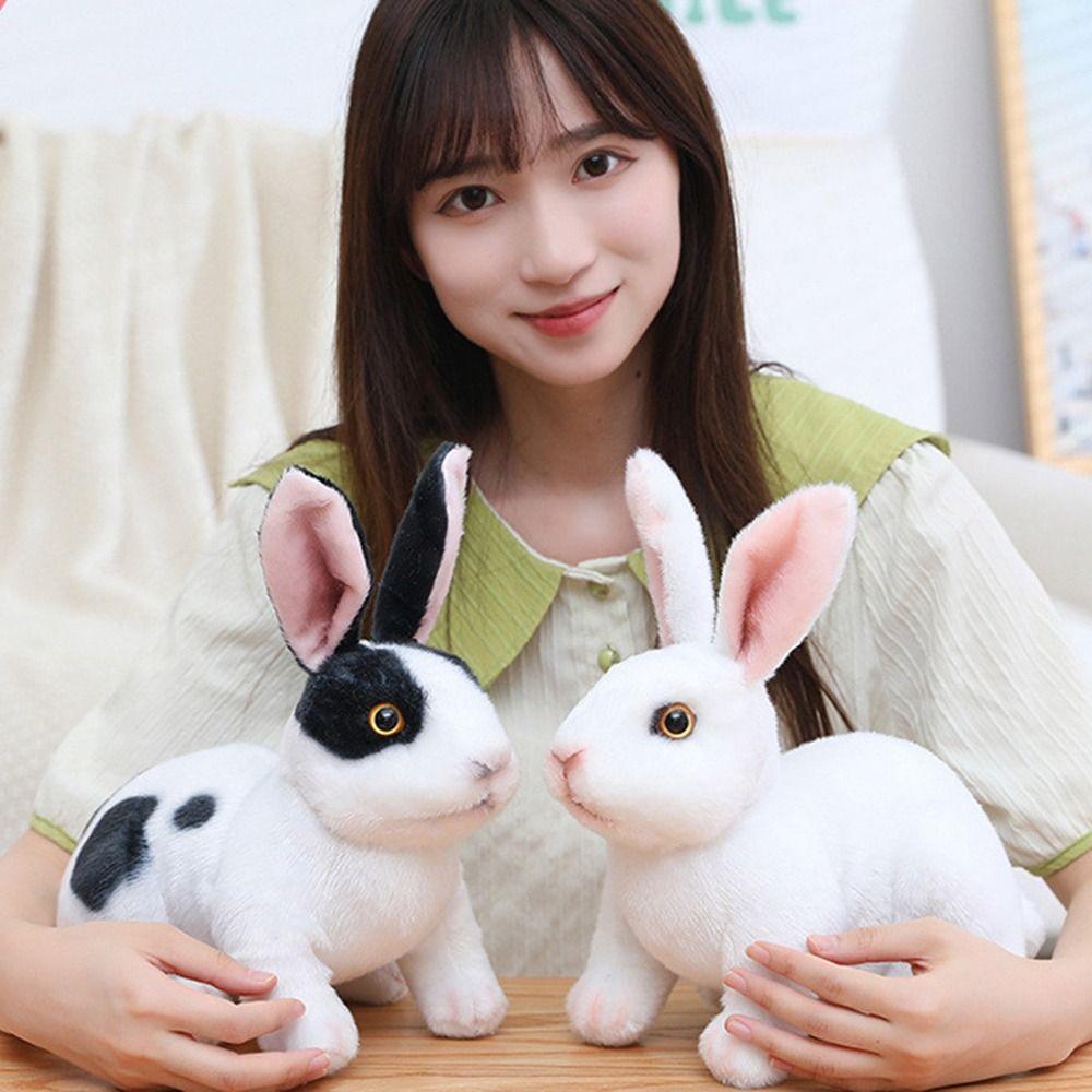 Kids Birthday Kawaii Rabbit Plush Toy Simulation Long Ears Rabbit Lifelike Animal Stuffed Doll Toys