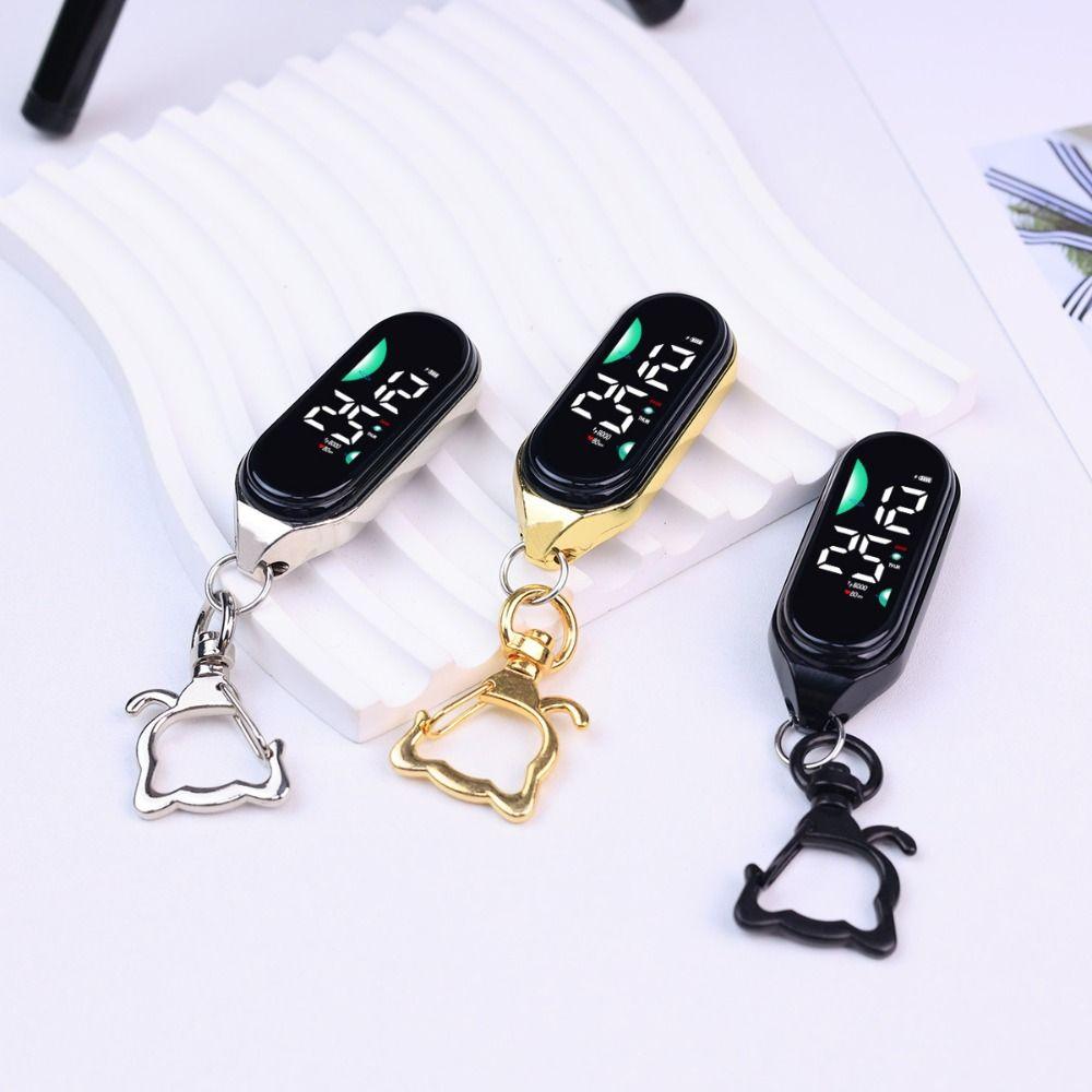Electronic Hanging Watch Digital Display LED Watch Keychain Pocket Watch Kids Adults