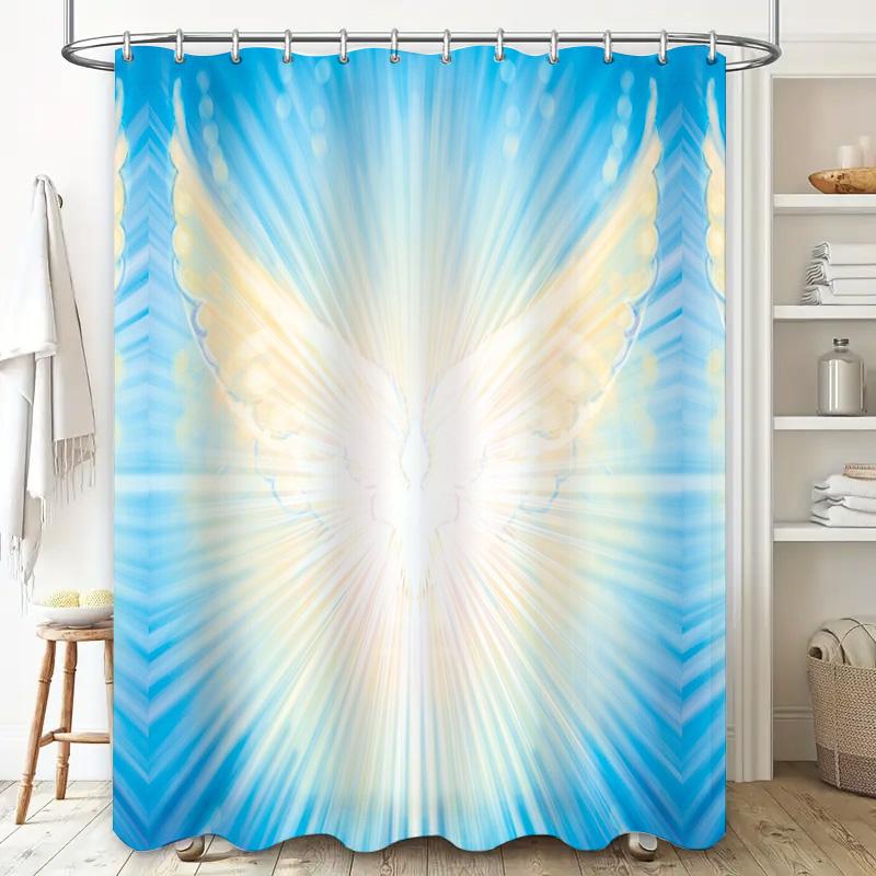 Blue Ray Shower Curtain Abstract Ocean Wave Pattern Bathroom Decor Waterproof Modern Art Home Textile Premium Quality
