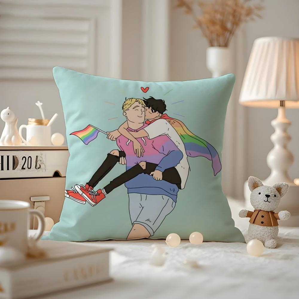 Anime Heartstopper Kissenbezug Milbendichter Kissenbezug Versteckter Reißverschluss seidiger Kurzflor Sofakissenbezug