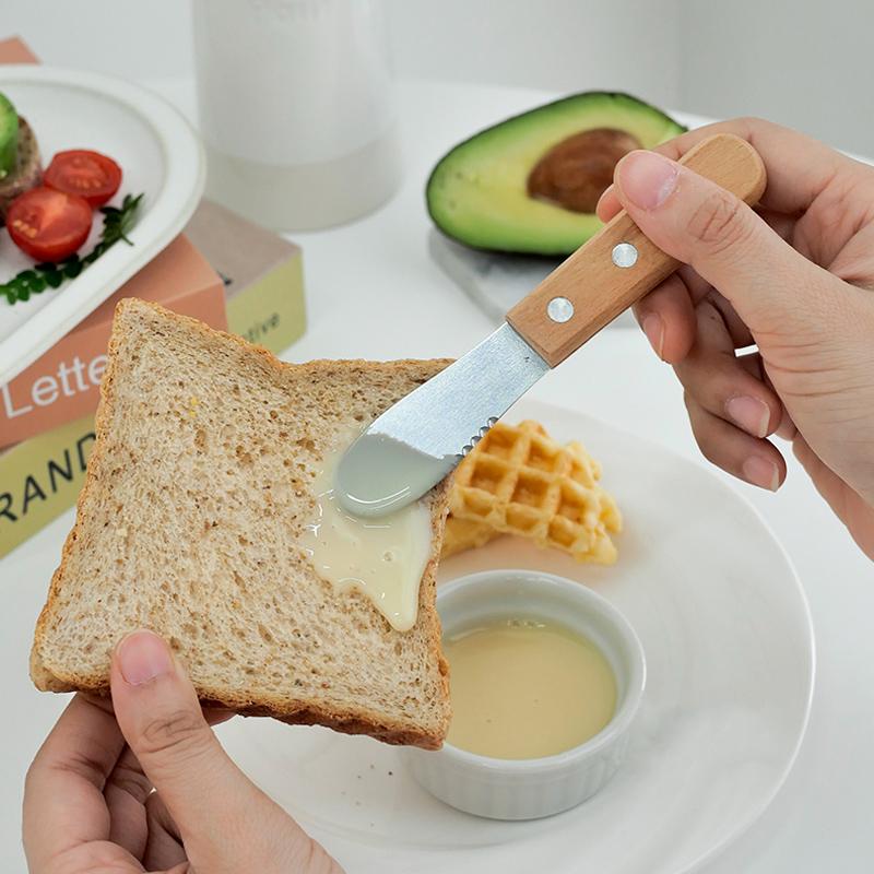2 Stück Buttermesser Holzgriff Marmelade Butter Streicher Kleine Küchenmesser Käsemesser Niedlich Kinder Kindermesser Besteck Geschirr