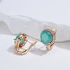 New Emerald Round Cut Zircon Drop Earrings For Women Luxury  Rose Gold Color Wedding Accessories Fine Daily Jewelry
