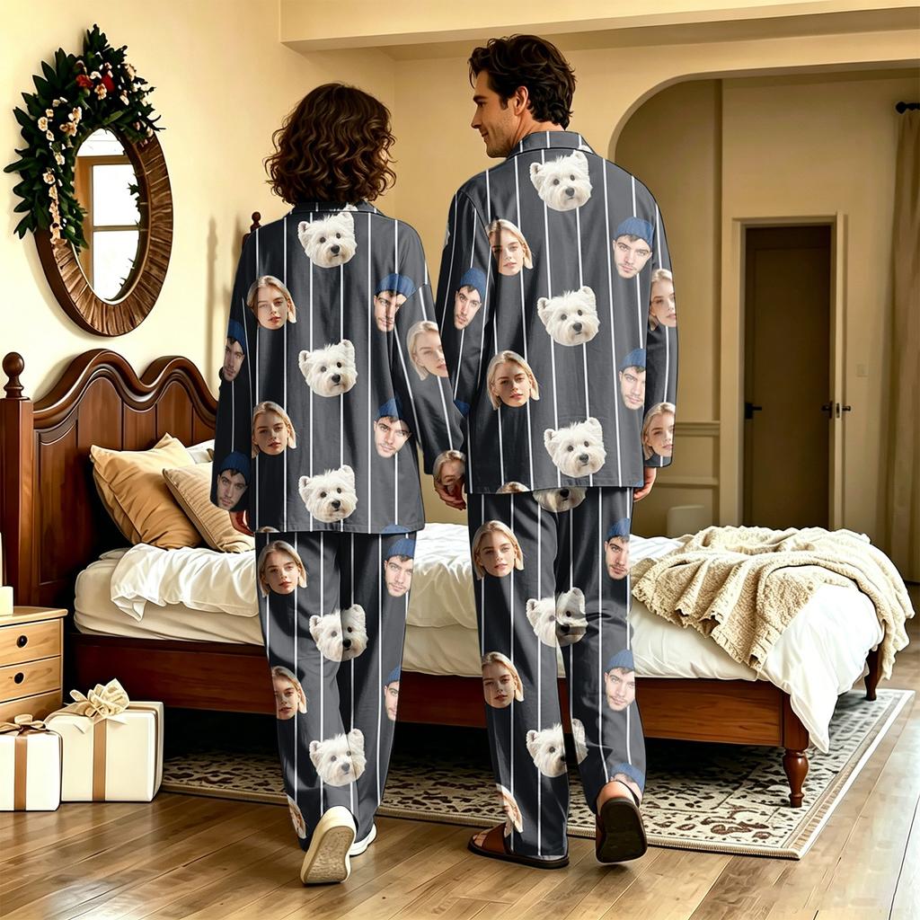 Unisex Pajama Set Long Sleeve Long Pants Casual Loungewear for Home Sleeping