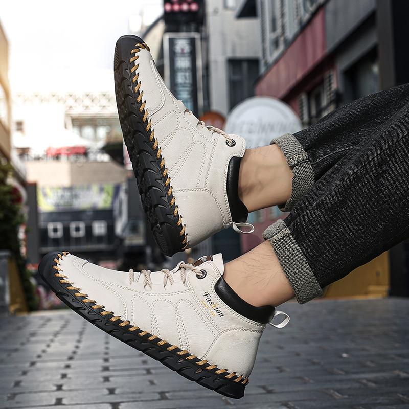 38-48 Men Leather Casual  Shoes Design Sneakers Man Breathable Leather Shoes Men Ankle Boots