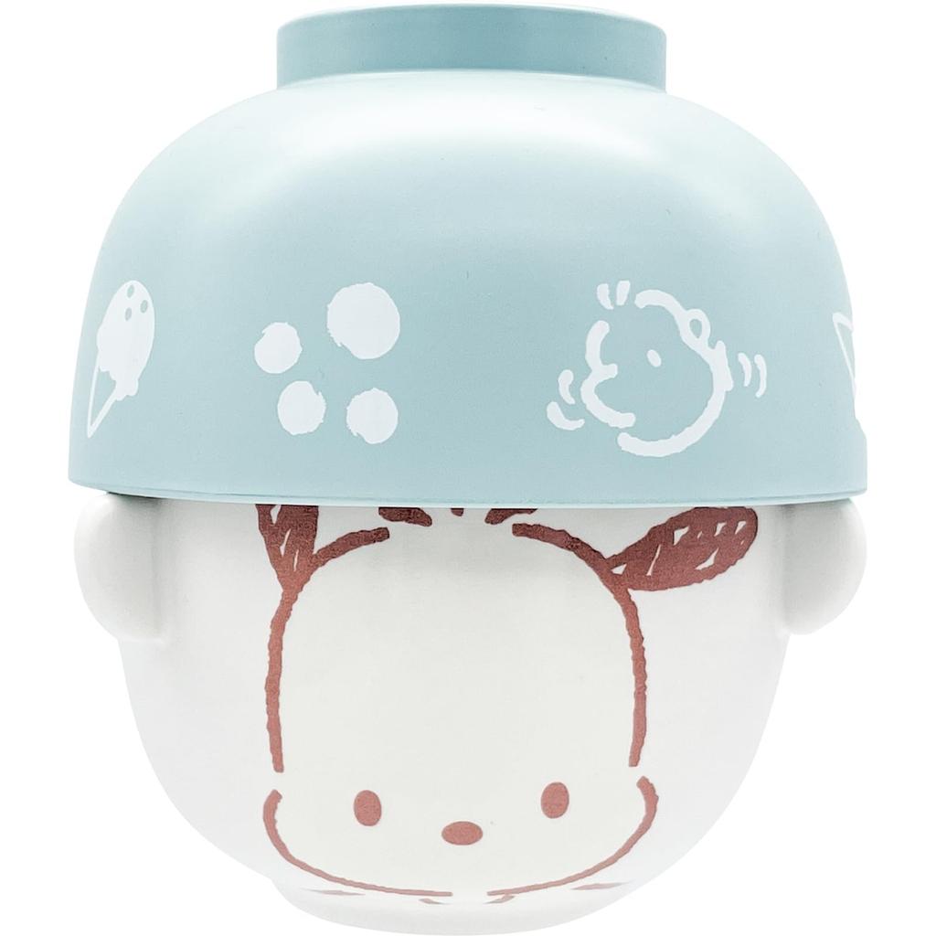 Sanrio Pochacco Soup Bowl and Rice Bowl Mini Dinnerware Set x 6 200 Stackable for Easy Storage Blue Made in Japan (10 cm, mL) - - - - SAN4213-5