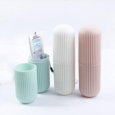 2 Pcs Travel Brushing Cups Simple Tooth Cylinder Toothpaste Cover Portable Travel Suit Couple Toothbrush Box Dental Storage Box