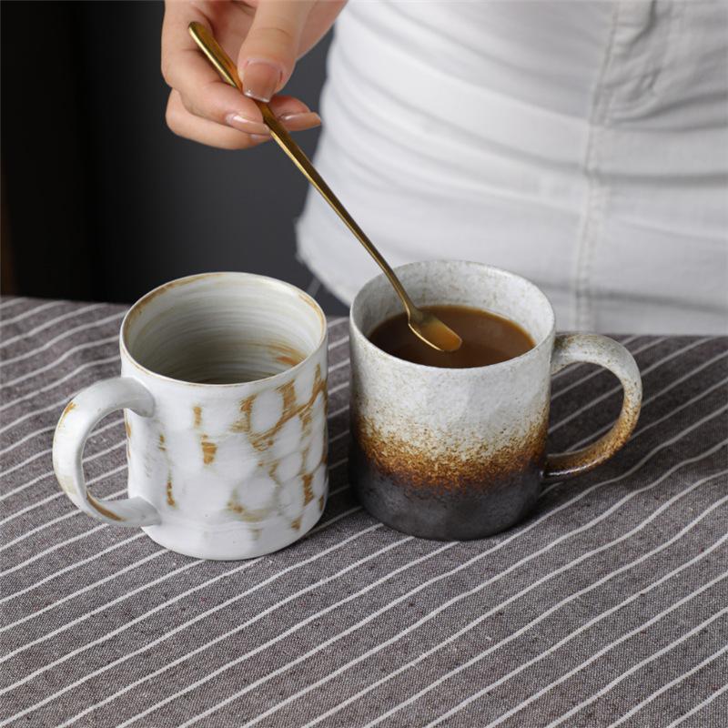 Ceramic Cup Japanese Couple Cup Afternoon Tea Ceramic Cup Wind Retro Water Cup Coarse Pottery Coffee Cup