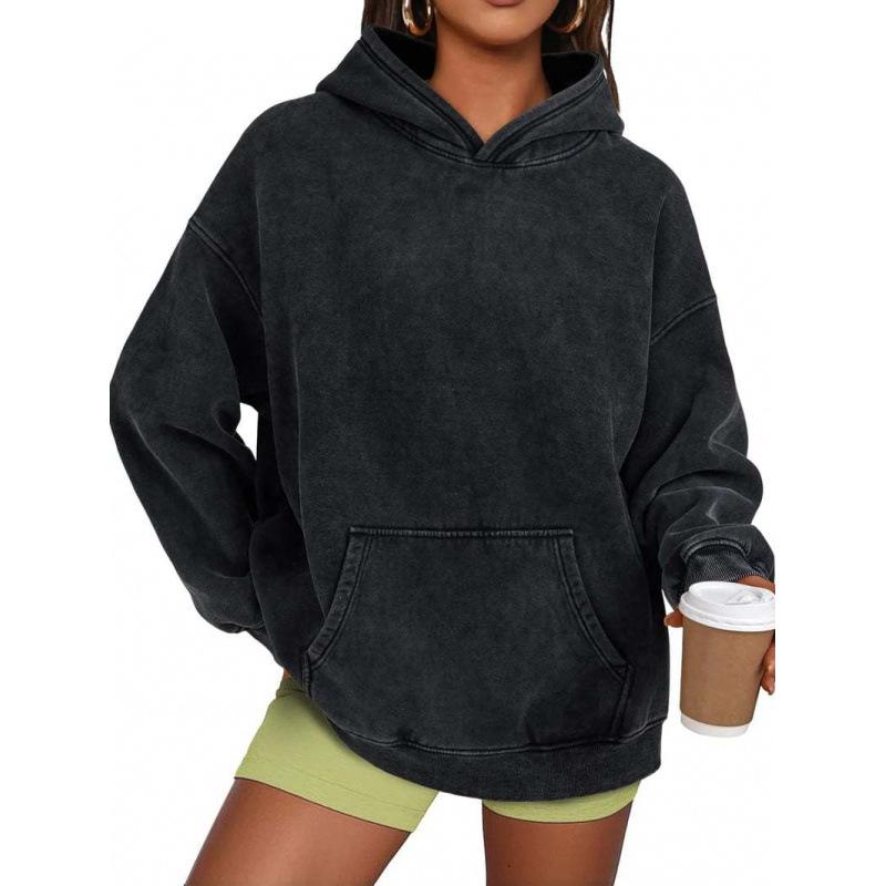 Women S Loose Fit Hooded Sweatshirt Casual Long Sleeve Solid Top