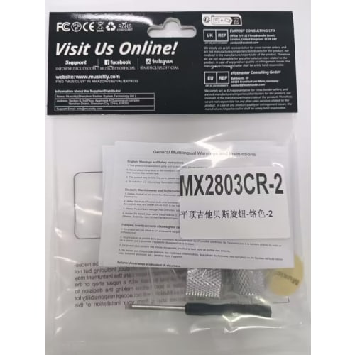 Musiclily Pro 1/4" Steel Flat Dome Knobs, Horizontal Thread, Metric/Inch Compatible, for Electric Guitars and Basses, Chrome (Set of 2)