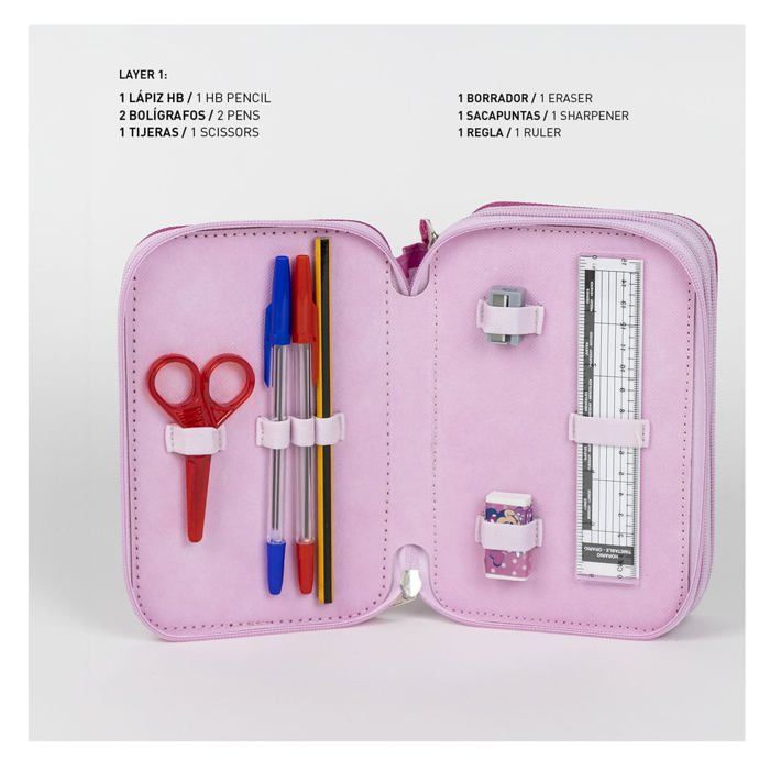 Trousse De Rangement - Cerda - Minnie Mouse - 3 Compartiments - Couleur Rose - Licence Disney
