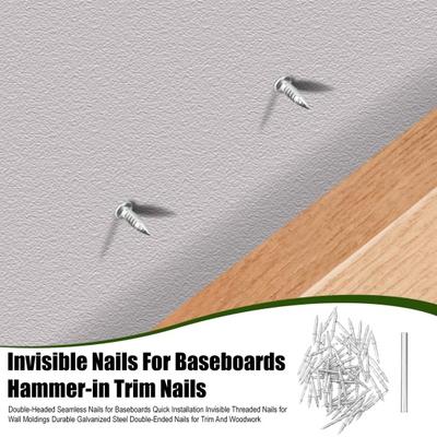 50/100Pcs Double-Headed Seamless Nails with Sleeve Tool Non Marking Baseboards Skirting Thread Double-sided Invisible Screws