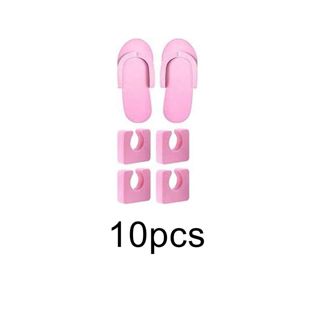 10Pairs Disposable Pedicure Slippers and Toe Separators Kit 10 Toe Separators for Women Nail Hotel Salon Spa Party