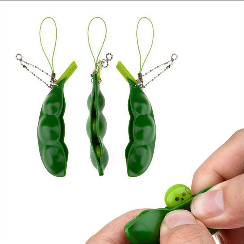 5pcs Fidget Toys Pack Portachiavi Decompression Edamame Toys Squishy Squeeze Peas Beans key holder