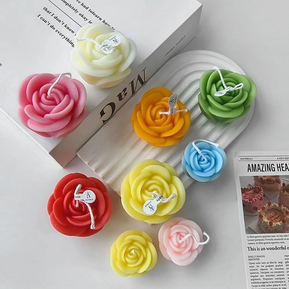 3 Sizes 3D Rose Silicone Candle Mold DIY Aromatherapy Flower Soap Resin Plaster Mould Handmade Craft Supplies