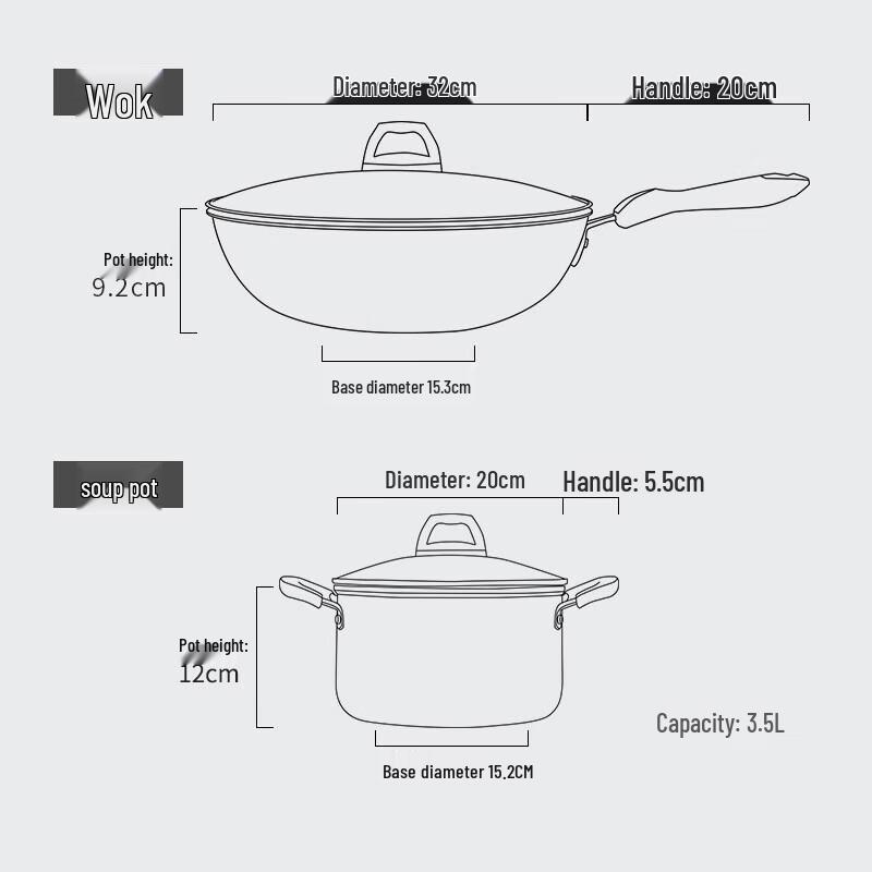 COOKER KING Non-stick Wok and Soup Pot Set