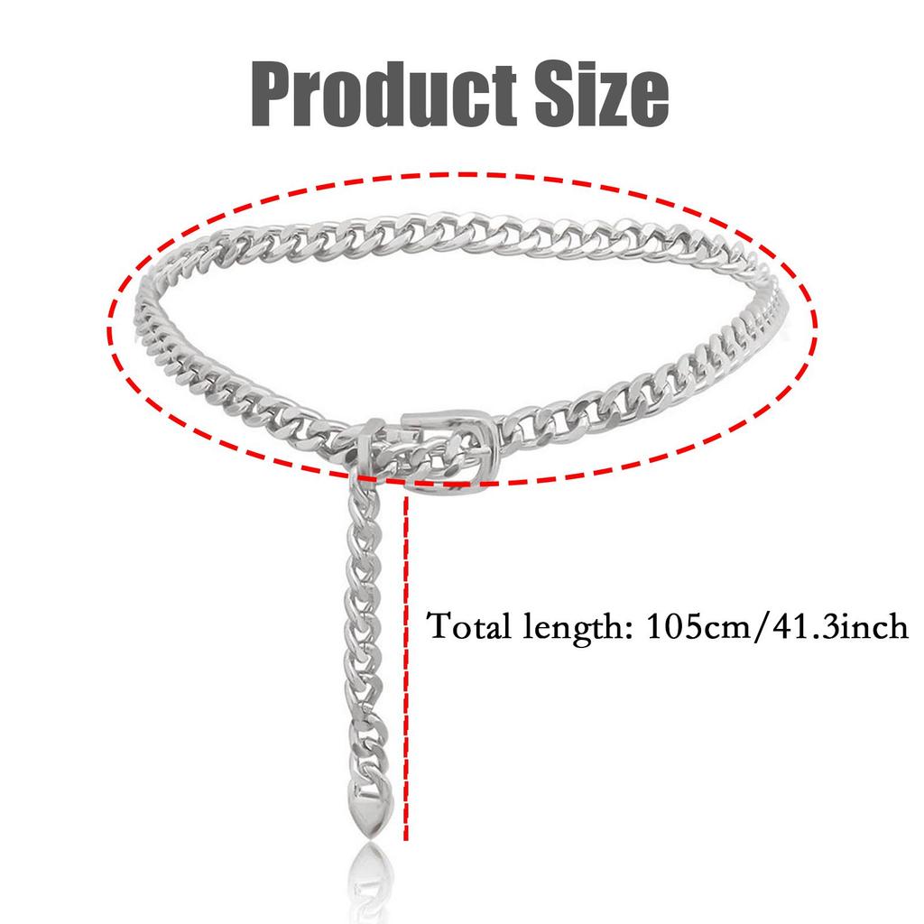 1 Pcs Women's Clothes Chain Belt Metal Waist Chain Dress Belts Metal Belt Adjustable Decoration