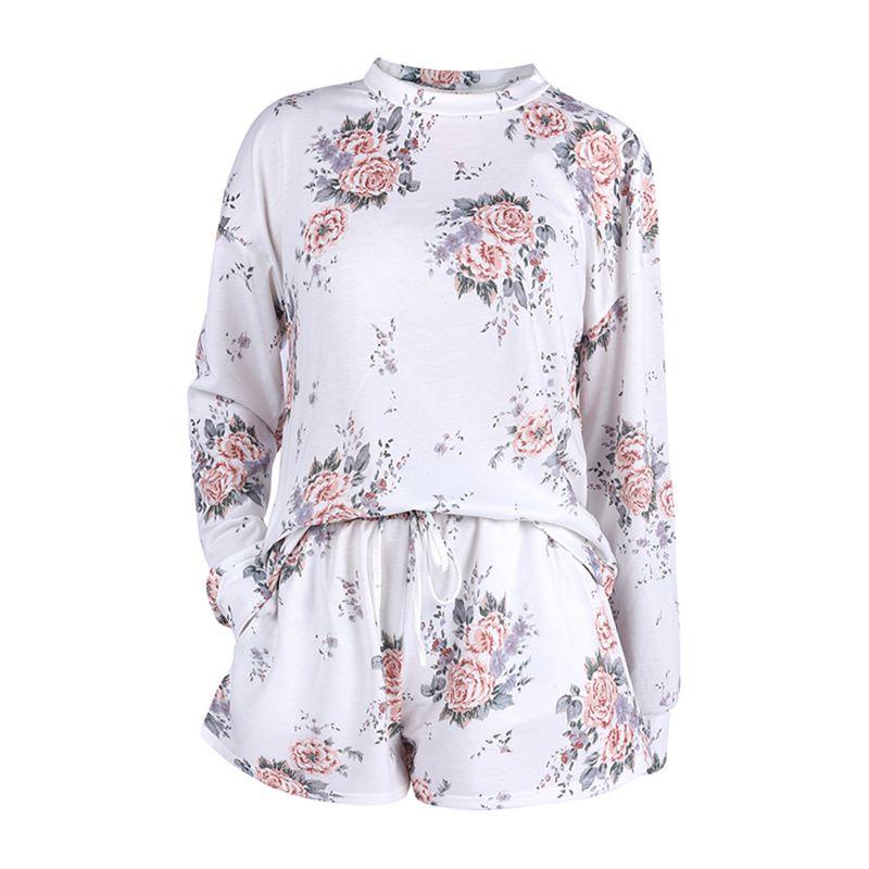 Women Tie-dye Casual Loungewear Long Sleeve Top and Shorts