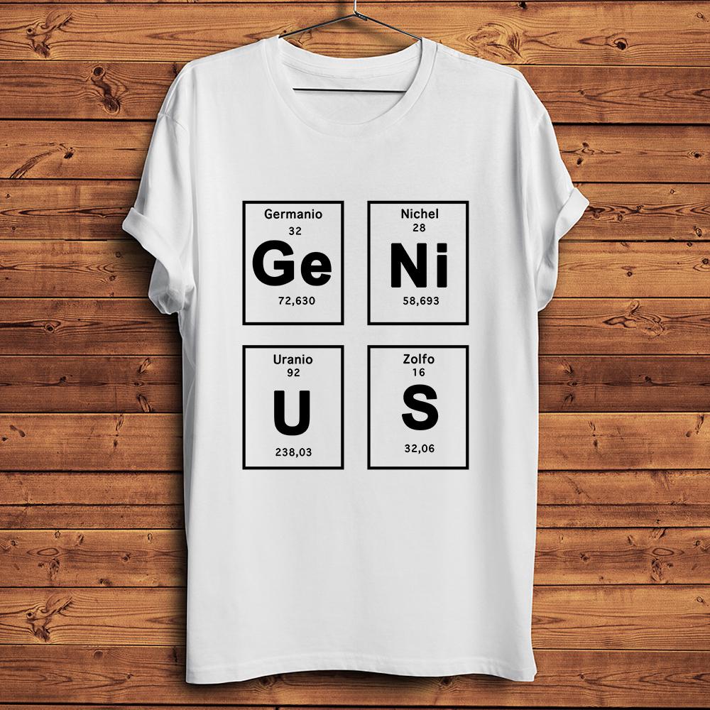 Genius Beauty Letter,Creative Periodic Table of The Elements,Funny Geek T Shirt,White Casual Sh
