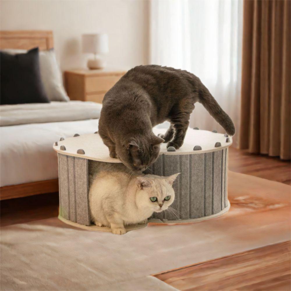 Abnehmbares Filz Katzen Tunnelbett Kratzfestes Katzenversteckhaus Katzenhöhle für Katzen Kätzchen