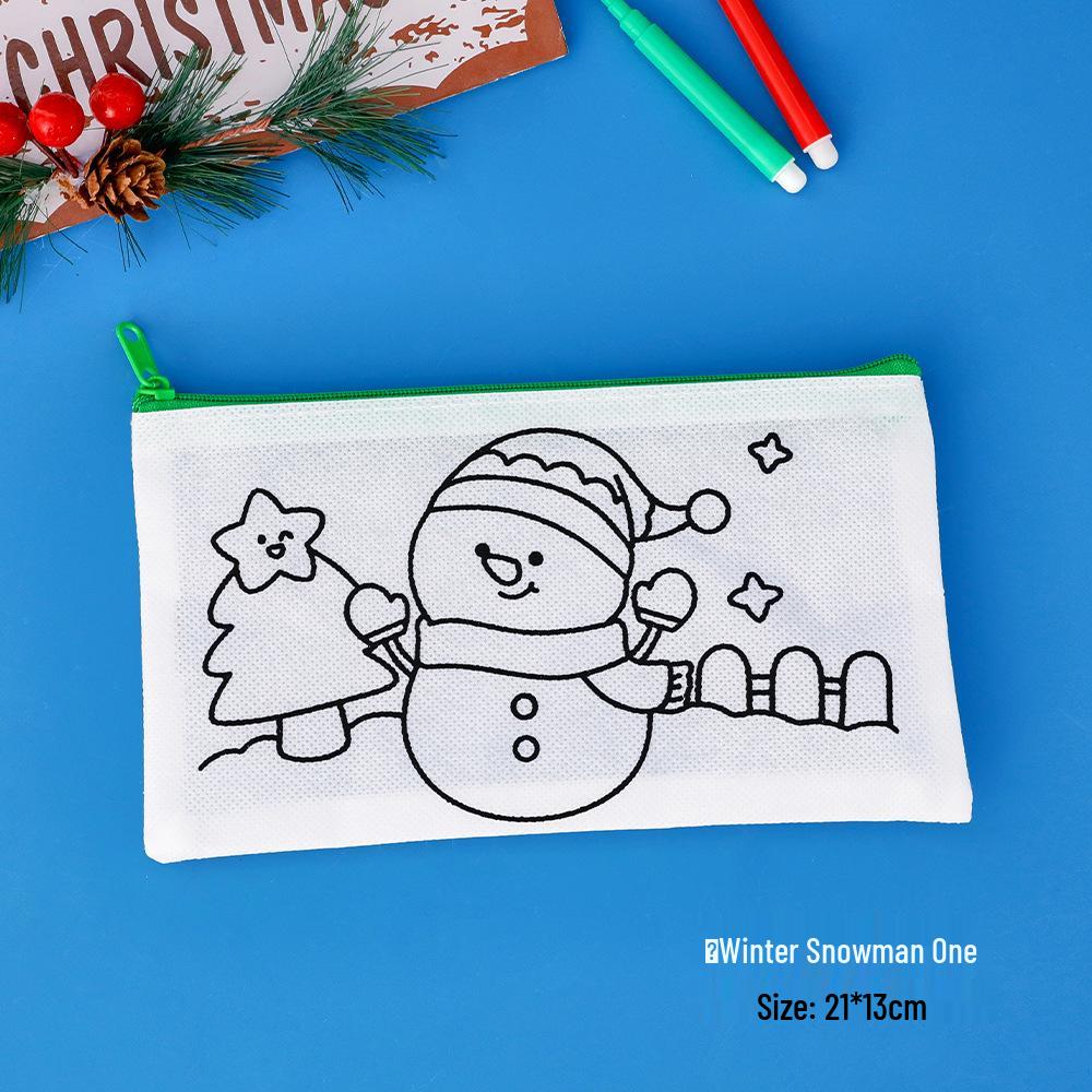 Children's Christmas DIY Pencil Case - Handmade Kindergarten Painting Bag & Cute Stationery Gift