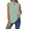 Women's Casual Loose Sleeveless High Neck Button Ruffle Tank Top, Plain Solid Color Versatile Blouse For Europe America, Spring Summer Daily Wear
