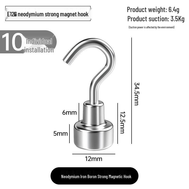 Silné magnetické lepicí háčky, bez vrtání, pro vysoké zatížení, velká velikost pro použití v kuchyni/na lednici.