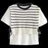 Fashion Style 2024 Summer New Arrival Women's Clothing Stylish Casual Easiest for Match Round Neck Patchwork Stripes T-shirt 5644340