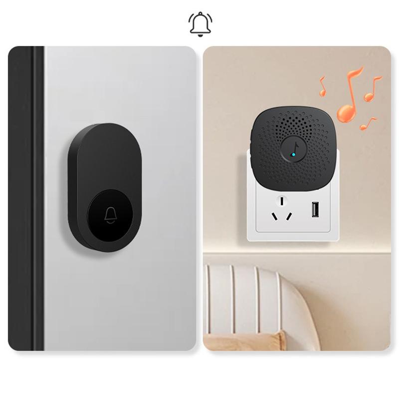 Wireless Doorbell Rain Proof Accurate Control 38 Melodies Portable USB Door Bell Ringer for Home