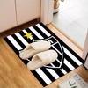 Black And White Stripes With Star Printed Office Carpet Chair Cushion  Entryway Rug, Rugs for Living Room, Bedroom Christmas gifts