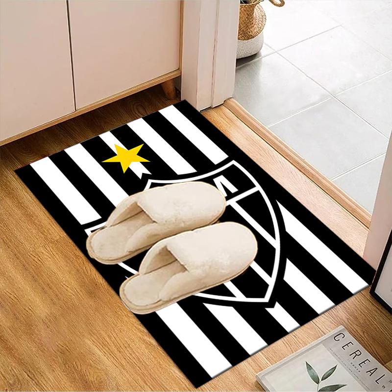 Black And White Stripes With Star Printed Office Carpet Chair Cushion Entryway Rug, Rugs for Living Room, Bedroom Christmas gifts