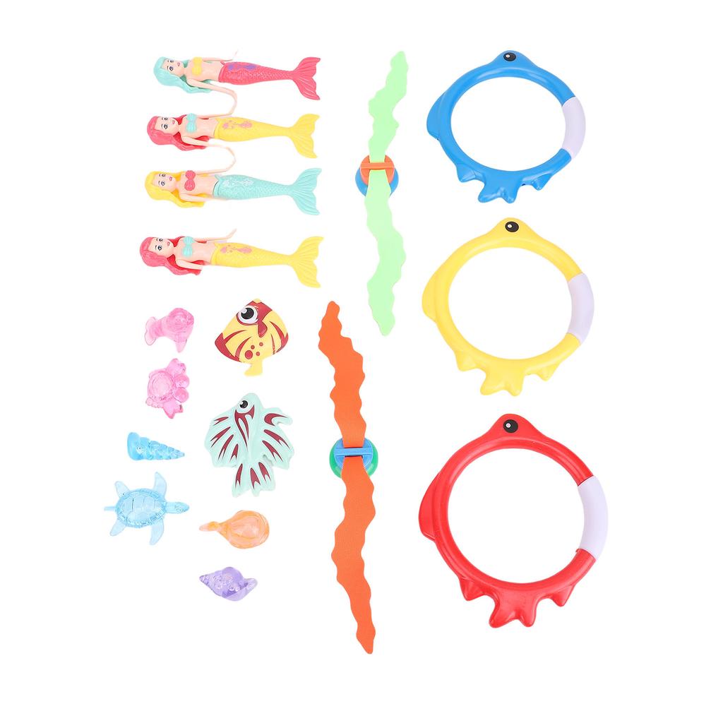 Diving Pool Toy Set for Kids Swimming Pool Underwater Game Toys Colorful Fish Rings and Accessories