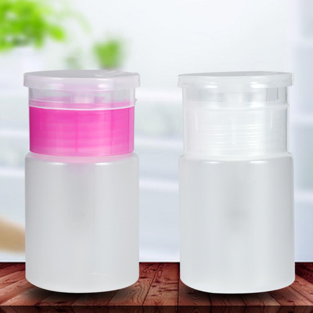 2Colors 60ML Pump Dispenser Nail Art Polish Remover Alcohol Liquid Cleaner Empty Plastic Bottle