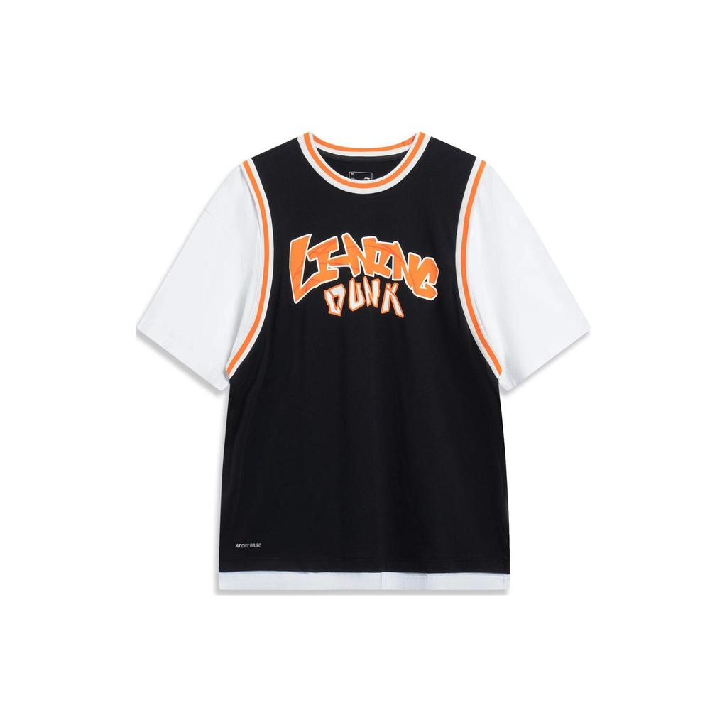 Li-Ning Sports Life Series Color Block Crew Neck T-Shirt Unisex Tops Black AHST573-1