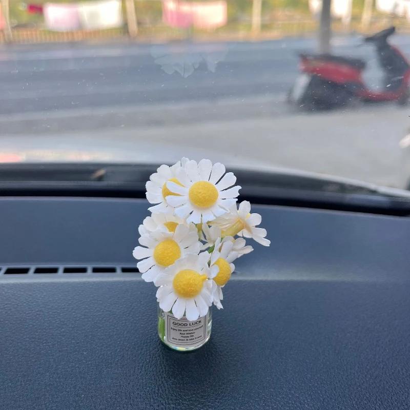 1PC Car Center Console Delicate Miniature Potted Flowers Simulated Flower Automotive Interior Decorations Car Gifts