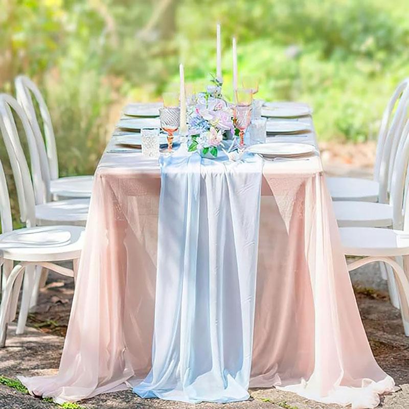 White Chiffon Table Runners Sheer Table Runner Wedding Arch Chair Sashes for Baby Shower Birthday Party Table Top Decoration